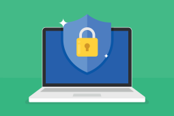 security shield on laptop illustration