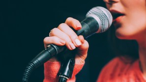 woman with microphone