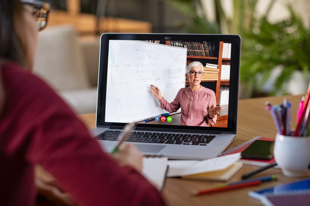 teacher on laptop screen