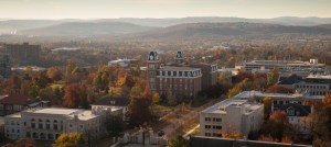 University of Arkansas campus aerial shot