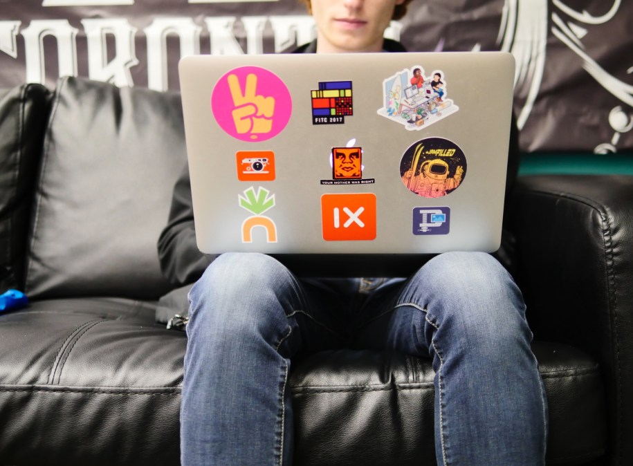 student using laptop