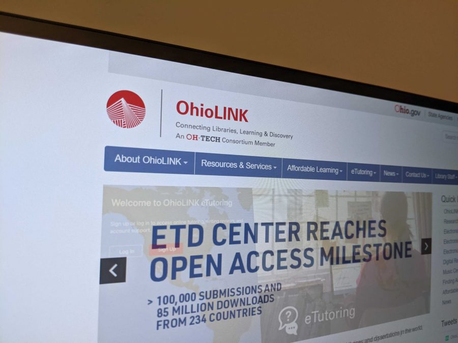 OhioLink website on a monitor