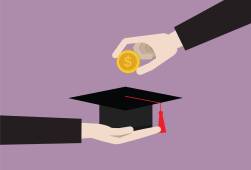 hand putting coin into mortarboard