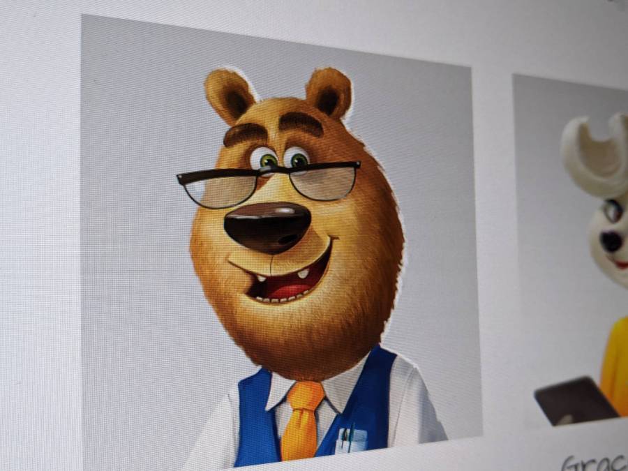 an animated bear character