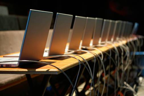 laptops in a row