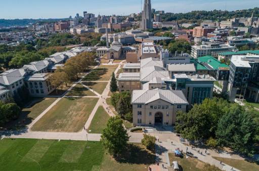 An aerial photograph of the Carnegie Mellon University campus.
