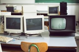 CRT monitors in a computer lab