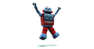 happy robot jumping